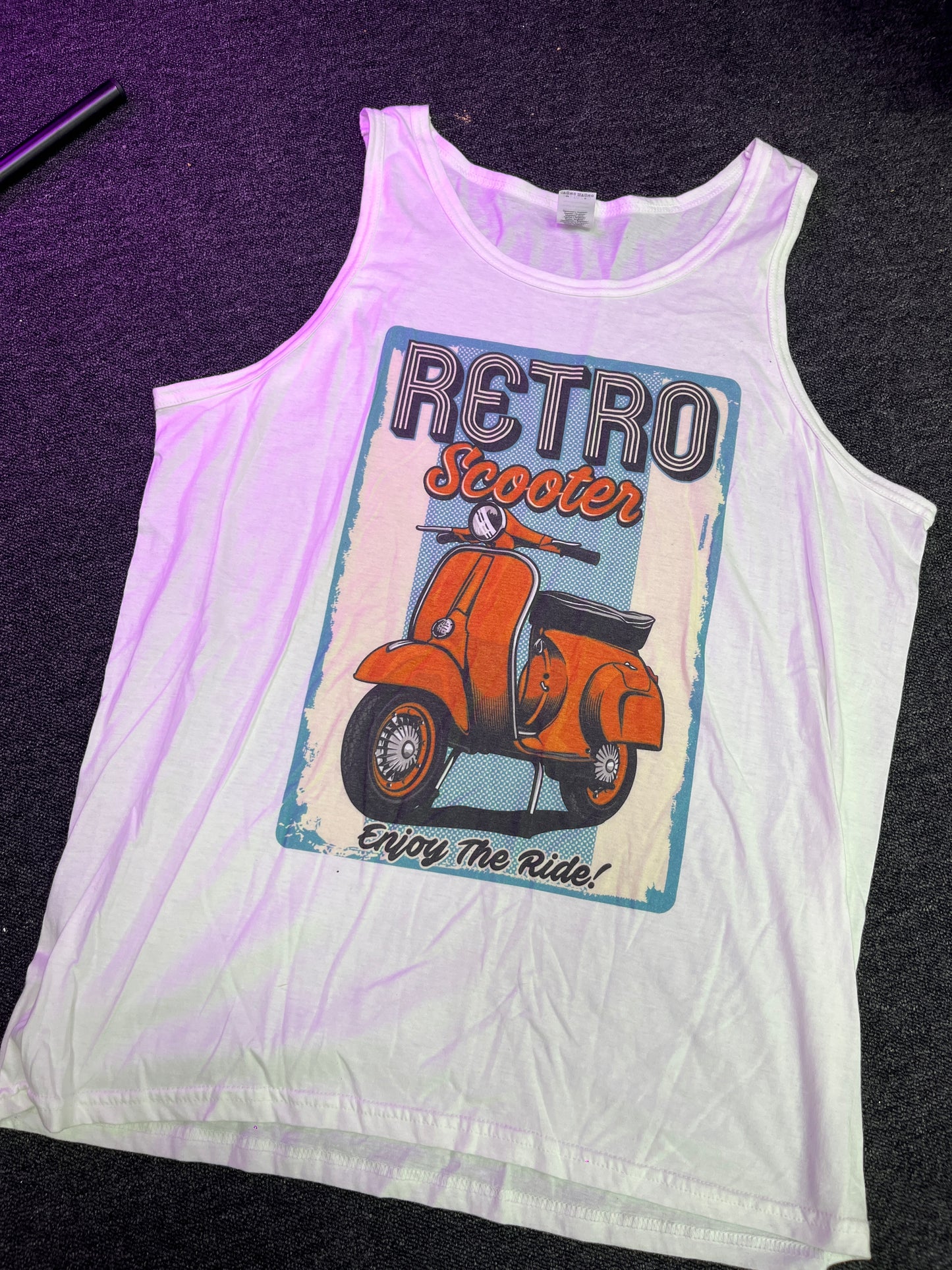 White Vest top - Retro Scooter Unisex XL