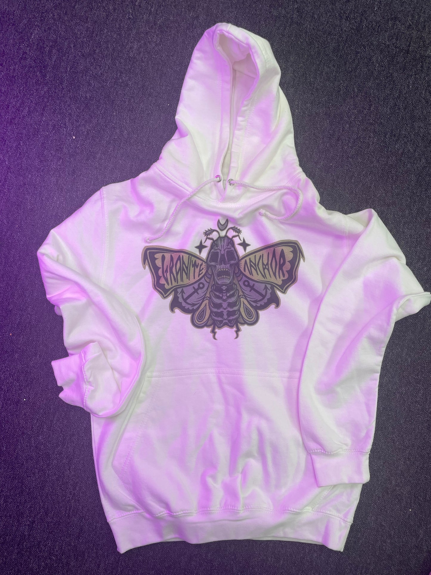 White Death Moth Hoodie- Unisex Small