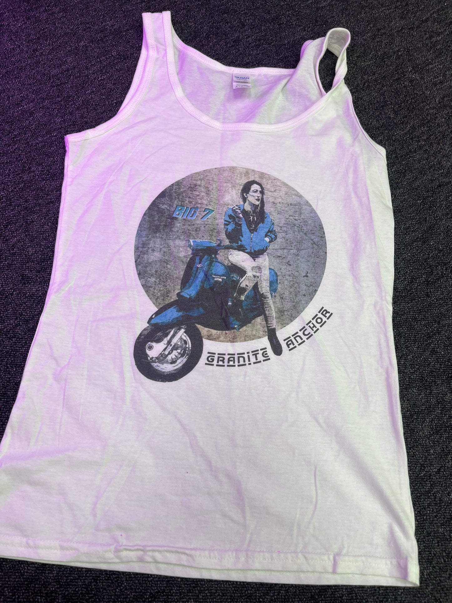 White Ladies Vest Top - Big 7 Scooter