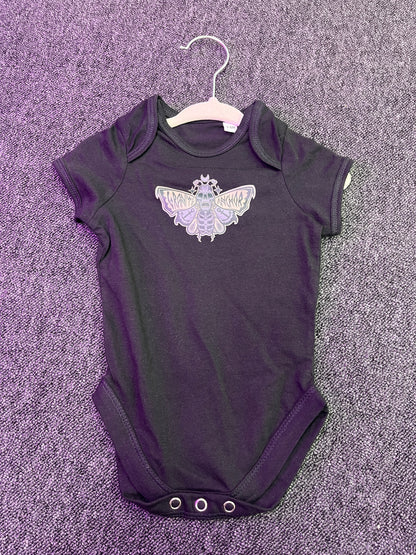 Black Baby Grow - Death Moth 3-6month