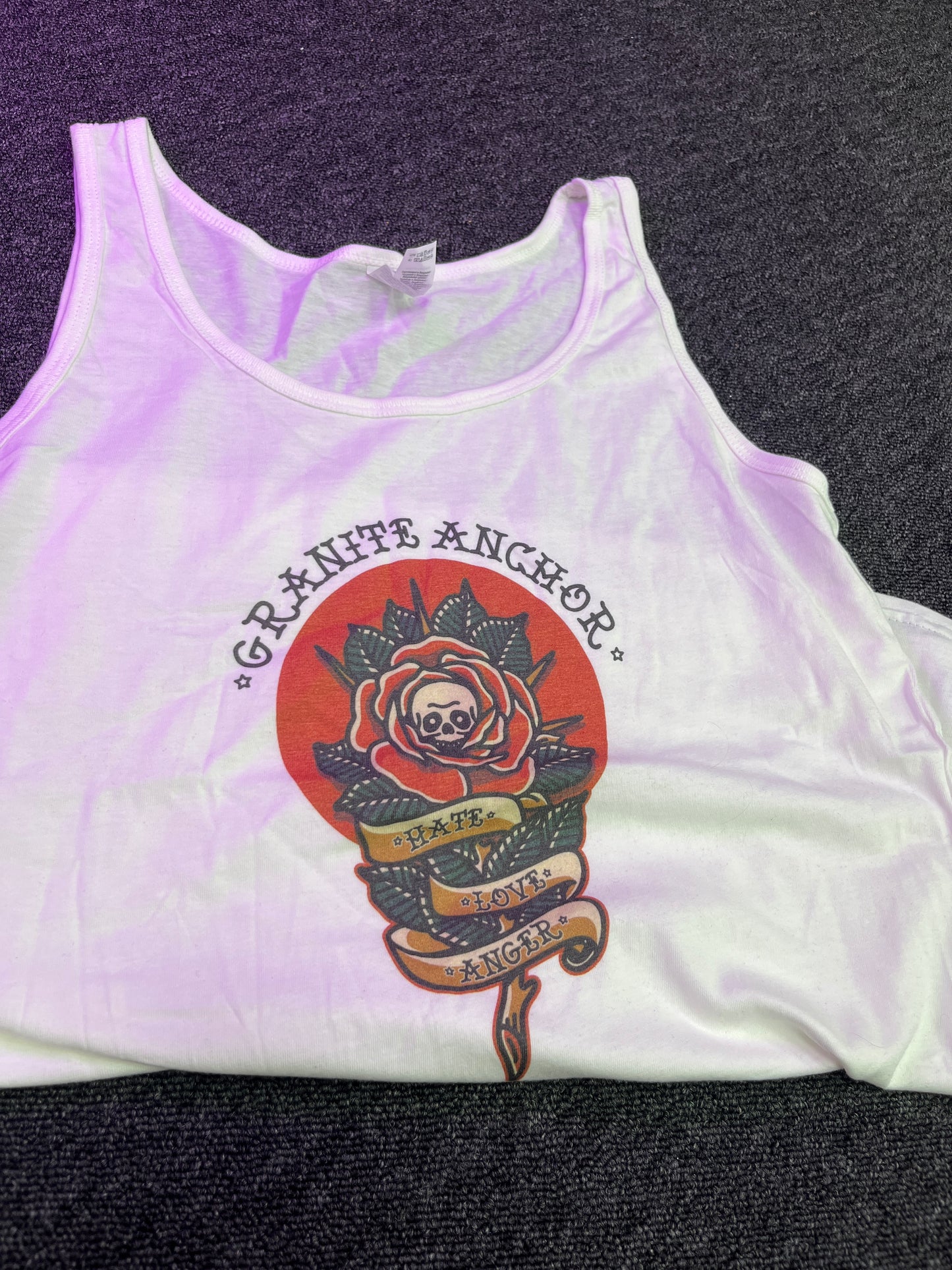 White Vest Top - Love Hate Anger