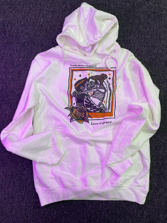 White Hoodie Love is Grave - Unisex Small