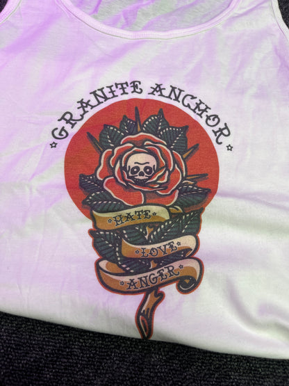 White Vest Top - Love Hate Anger