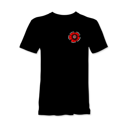 Crush on the heart pocket print on a black tee shirt. An amazing design by granite anchor
