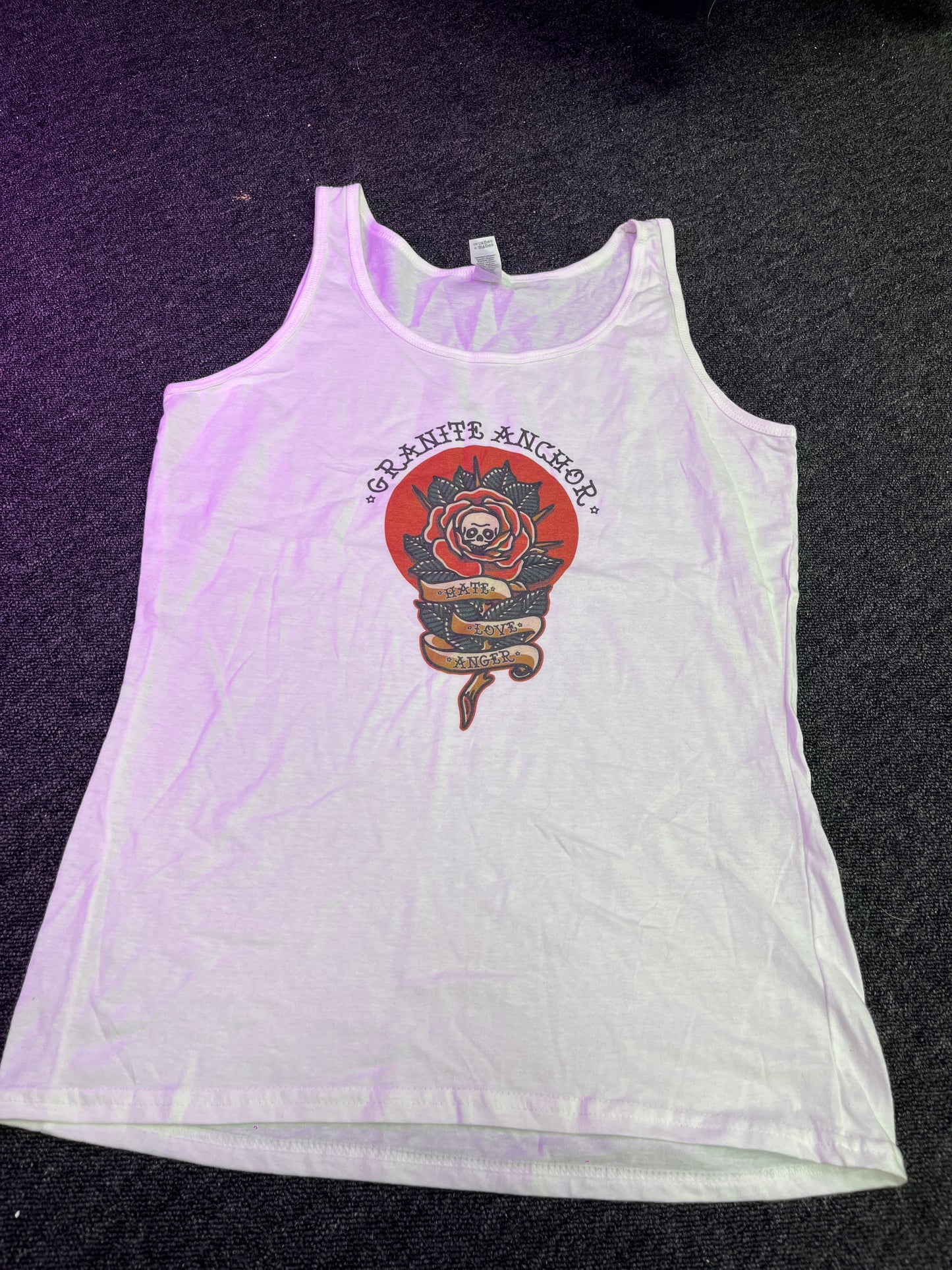 White Vest Top - Love Hate Anger