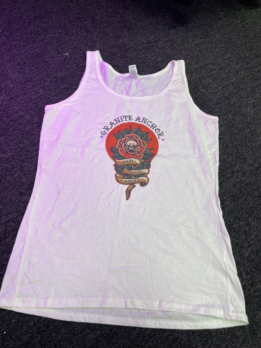 White Vest Top - Love Hate Anger