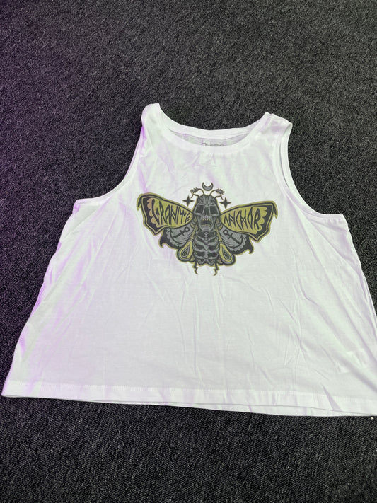 White Ladies Crop Vest Top  - Death Moth