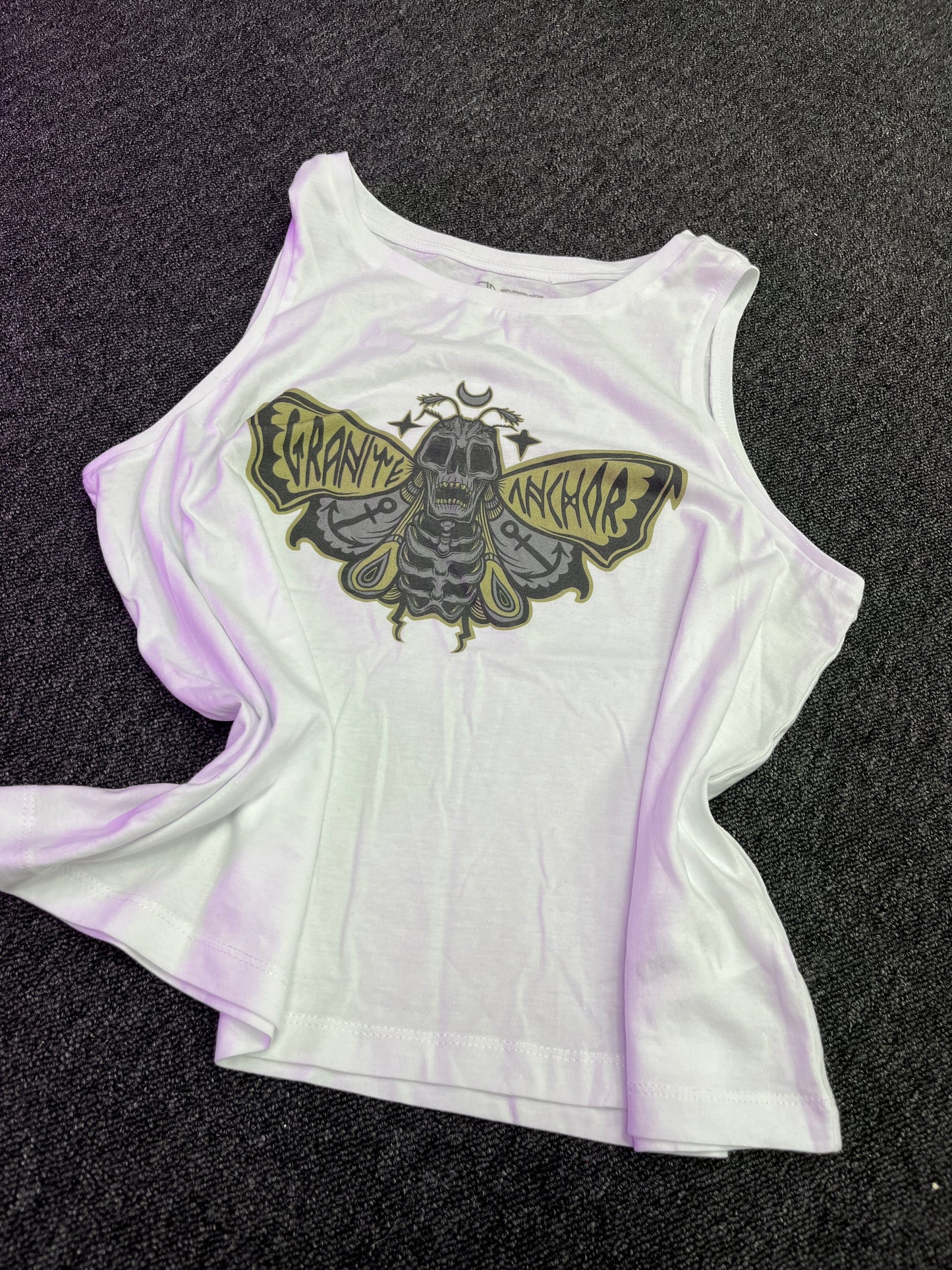 White Ladies Crop Vest Top  - Death Moth