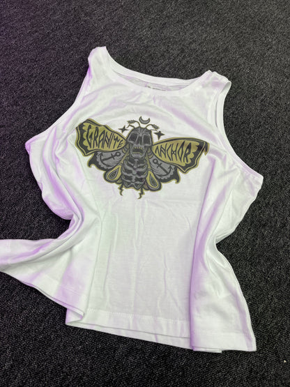 White Ladies Crop Vest Top  - Death Moth