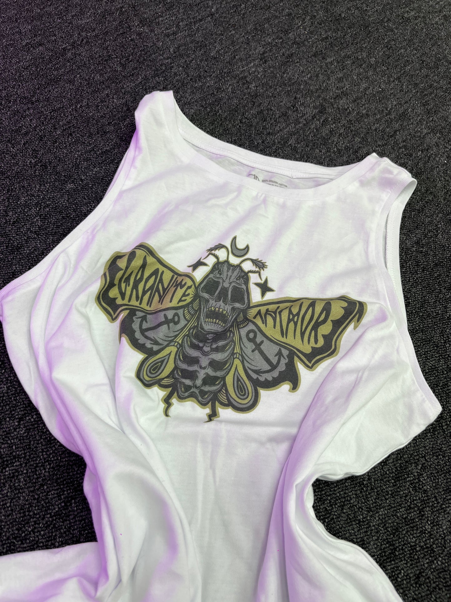 White Ladies Crop Vest Top  - Death Moth