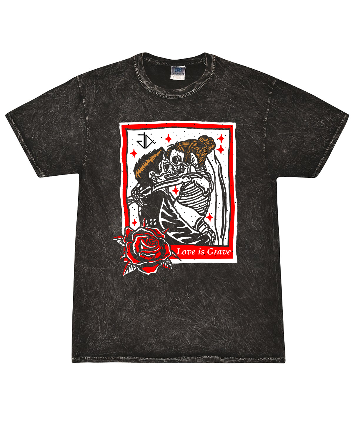 Bleech Dye t-shirt with love deisgn. Skeleton love is grave deisgn | Granite Anchor Clothing | Granite Anchor