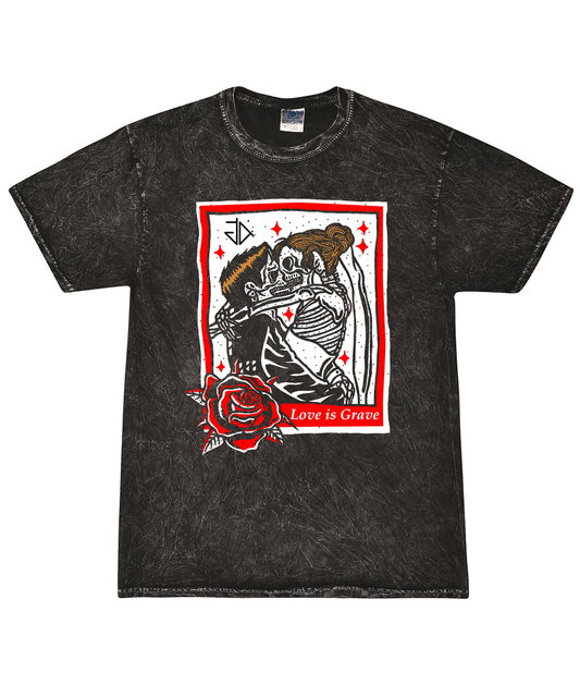 Bleech Dye t-shirt with love deisgn. Skeleton love is grave deisgn | Granite Anchor Clothing | Granite Anchor