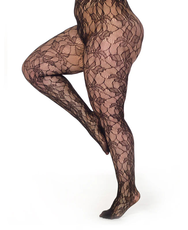 Orchid Leaf Fishnet Tights