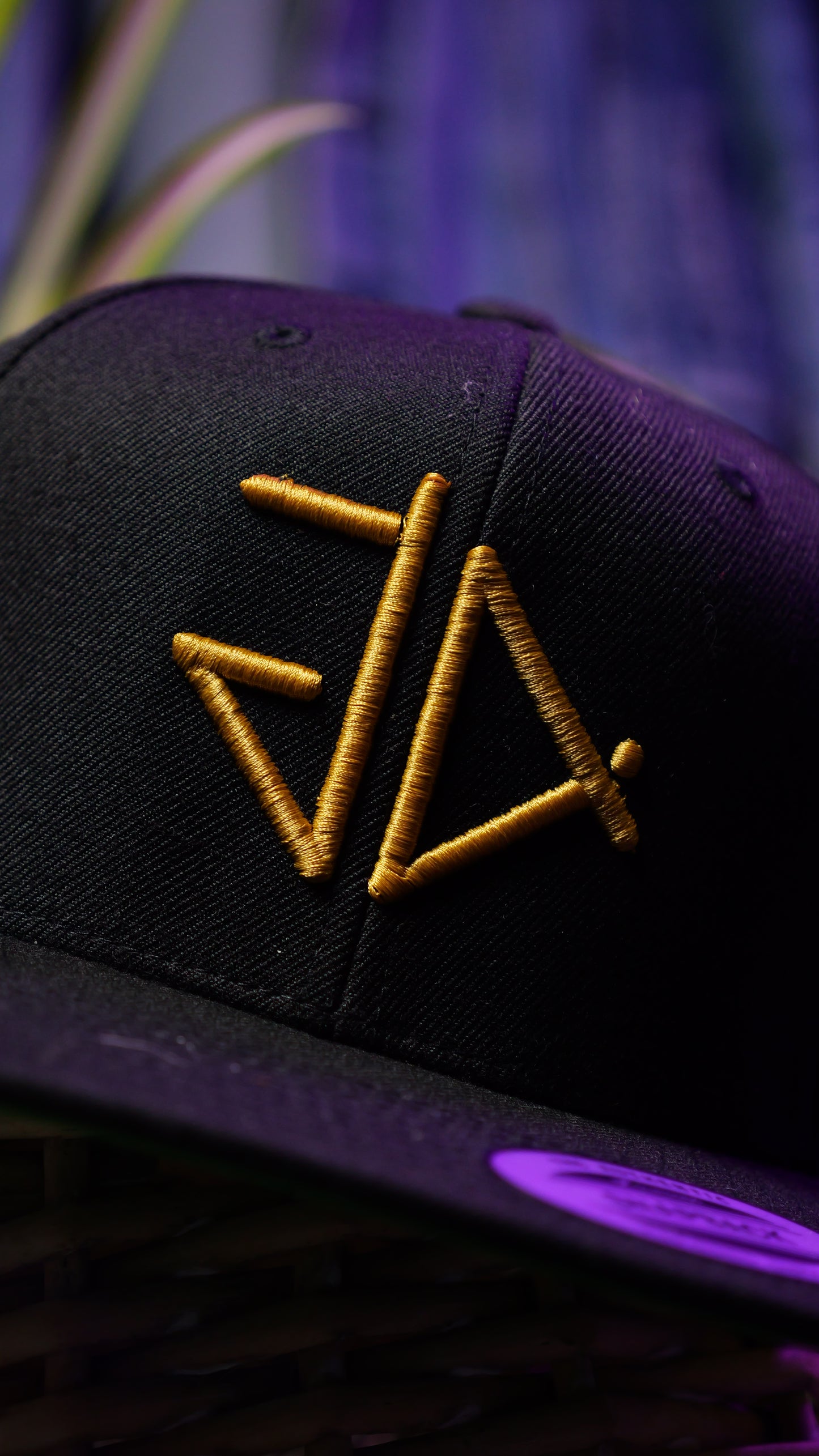 Gold GA 3D Logo Black Snapback Rapper Cap