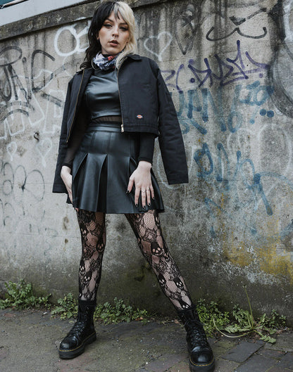 Skull and Rose Net Tights