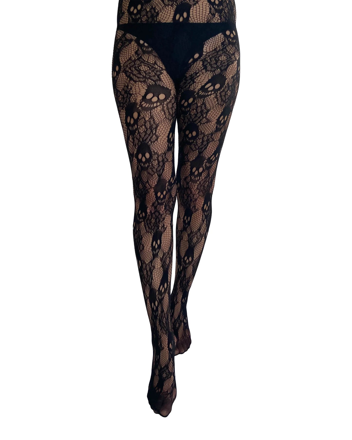 Skull and Rose Net Tights
