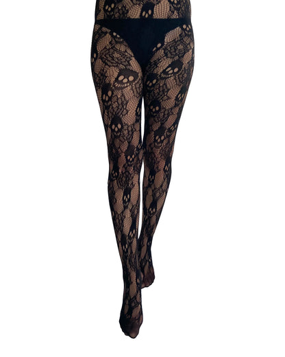 Skull and Rose Net Tights
