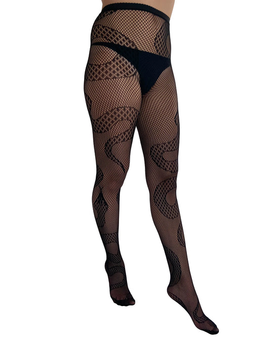 Snake Fishnet Tights