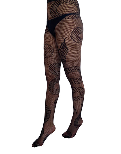 Snake Fishnet Tights
