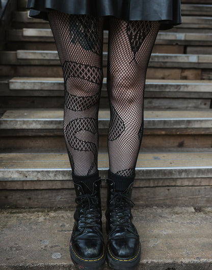 Snake Fishnet Tights