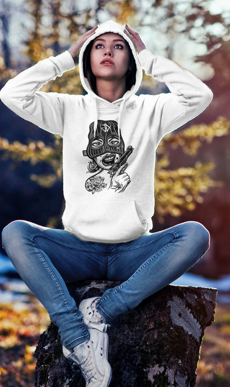 Granite Anchor white hoodie with the unique bonnie design 